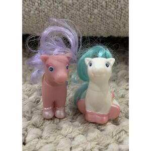 Vintage Pony Luv Tara Toy Purple Twin Barn Lot of 2 Big Sister Baby Pony Set